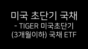 미국 초단기 국채 - TIGER 미국초단기(3개월이하) 국채 ETF 제목 이미지. 검은 배경에 흰색 글씨로 구성된 썸네일