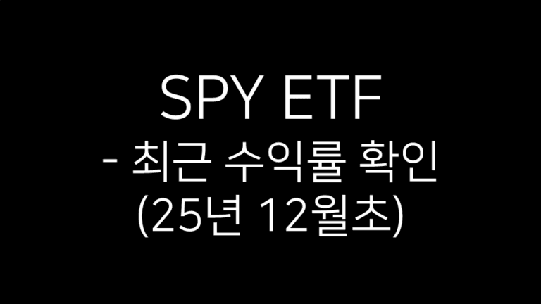 SPY ETF 최근 수익률 확인(2025년 12월초)이라는 문구가 적힌 썸네일 이미지. 검은 배경 위에 단순한 텍스트가 배치된 형태.